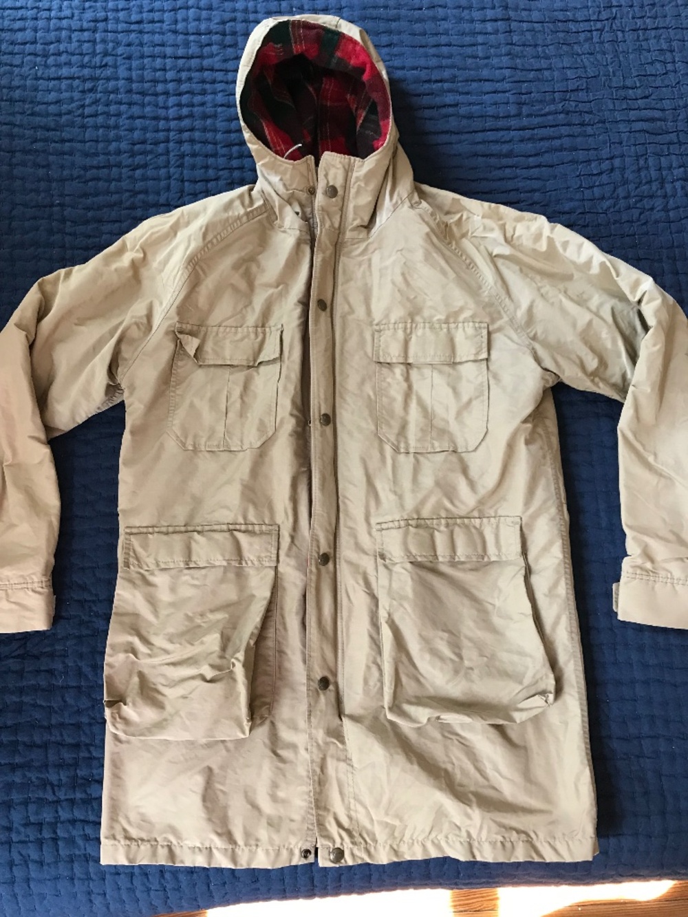 VTG Woolrich Men's Jacket S/M Brown Zip Flannel Lined Chore‎ Coat 90s Hood Hunt